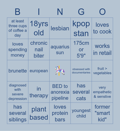 graces bingo 🐇🤍 Bingo Card