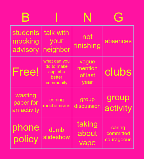 advisory❤️💕🏳️‍🌈🥰😩 Bingo Card