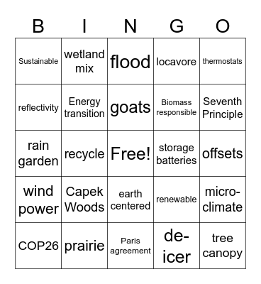 7th Principle Bingo Card