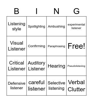 Ch. 5 Bingo Card