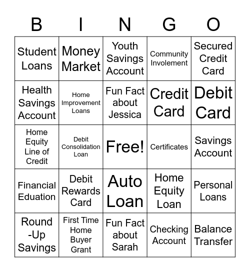 Summit Federal Credit Union Bingo Card