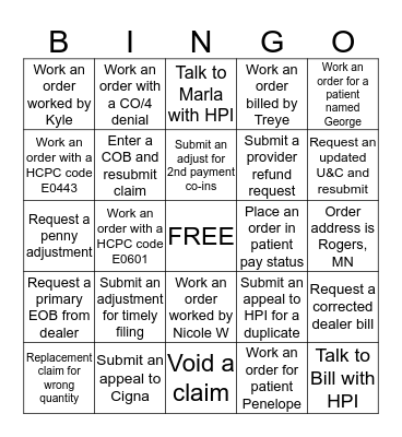 HPI Collections Bingo Card
