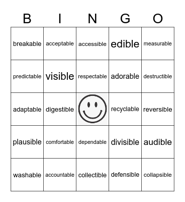 ABLE and IBLE Bingo Card
