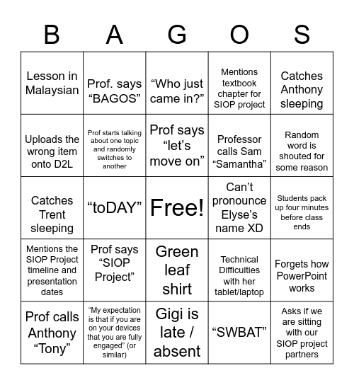 BAGOS Bingo Card