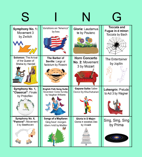 UIL Music Memory Bingo 2022-2023 Bingo Card