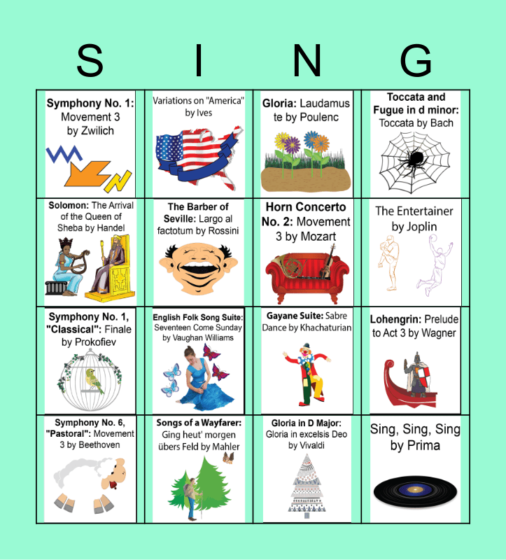 UIL Music Memory Bingo 20222023 Bingo Card