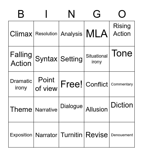 Unit 1 Bingo Card