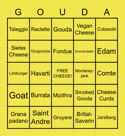 GOUDA Bingo Card