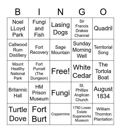 BVI Culture Bingo Card