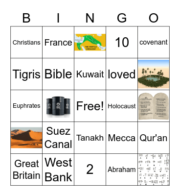 7th: Unit 4 Test Review Bingo Card
