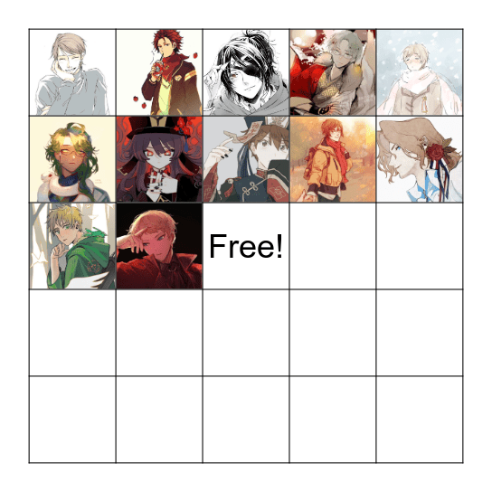 Favourite Character Bingo Card