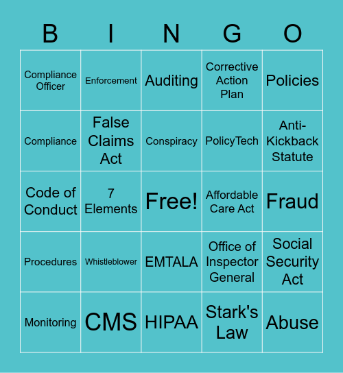 2022 Compliance Week Bingo Card