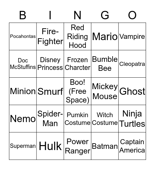 Halloween Bingo Card