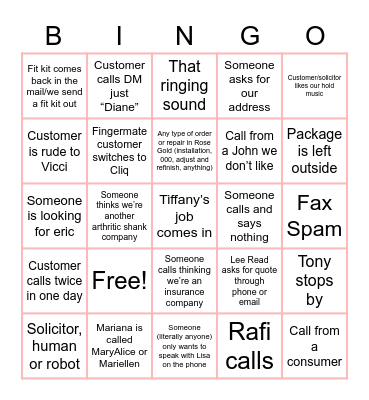 We miss Mariana :( Bingo Card