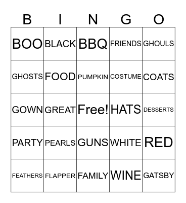 GATSBY PARTY  Bingo Card