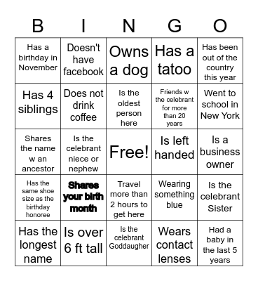 Find the Guest Bingo Card