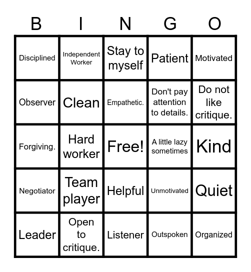 Networking Bingo Card