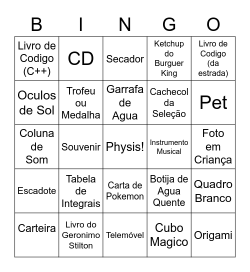 Bingo da Physis Bingo Card