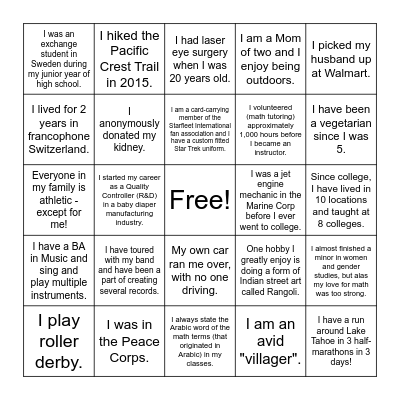 Getting to Know Cohort 18 Bingo Card