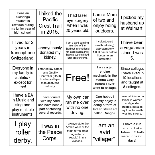 Getting to Know Cohort 18 Bingo Card