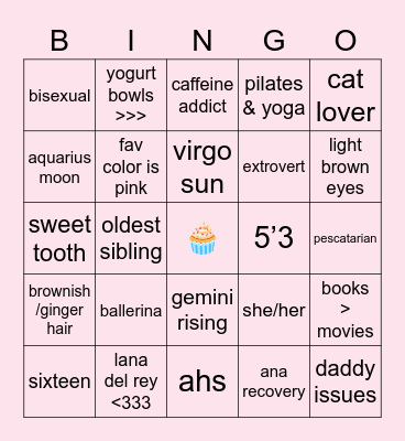 daphne’s bingo 🐇 Bingo Card