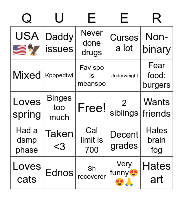 Starving4sooya bingo!! :) Bingo Card