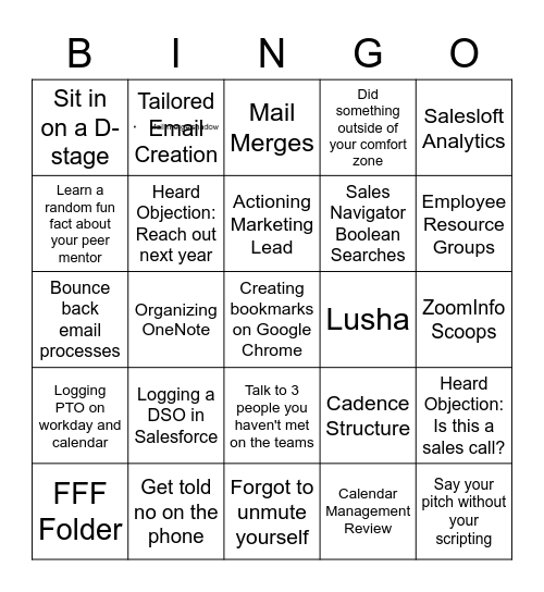 New Hire BINGO Card