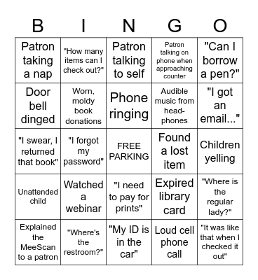 Library Staff Bingo Card