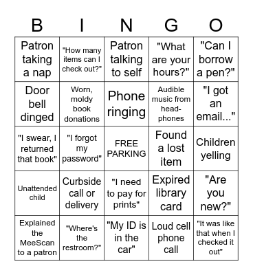 Library Staff Bingo Card