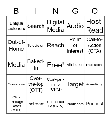 Holiday Bingo Test 1 Bingo Card