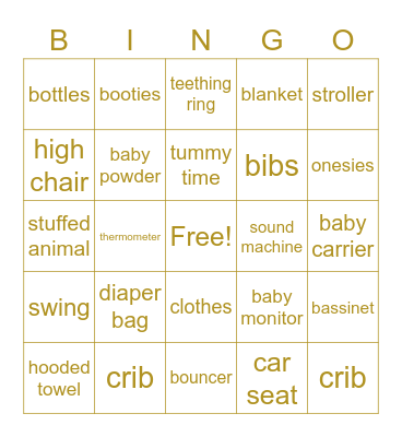 Baby Bingo! Bingo Card