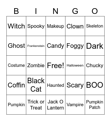 Halloween Bingo Card