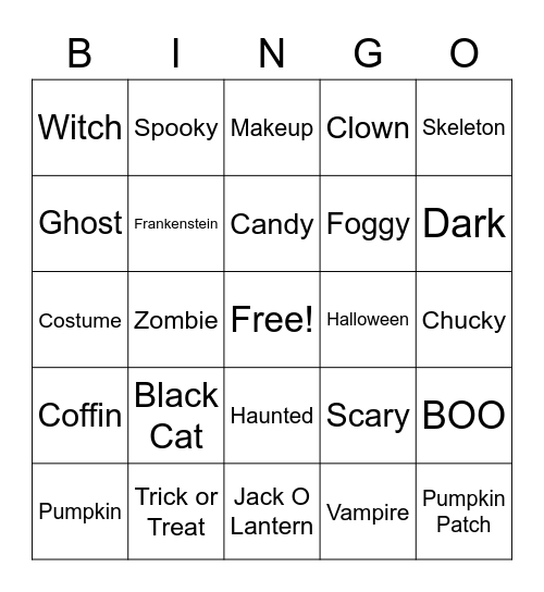 Halloween Bingo Card