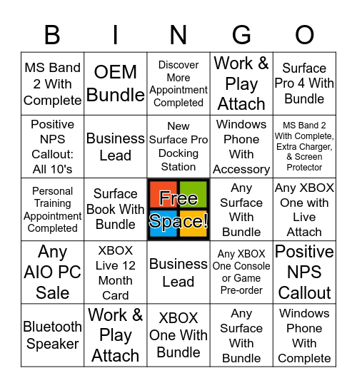 Microsoft Bingo November 1st - 30th Bingo Card