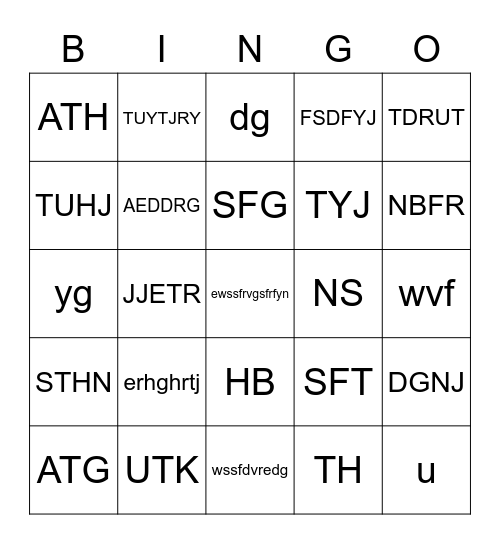 ONLY A TEST) Bingo Card
