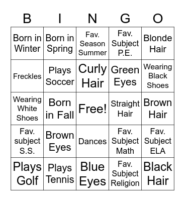 Ice Breakers Bingo Card