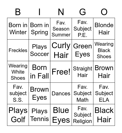 Ice Breakers Bingo Card