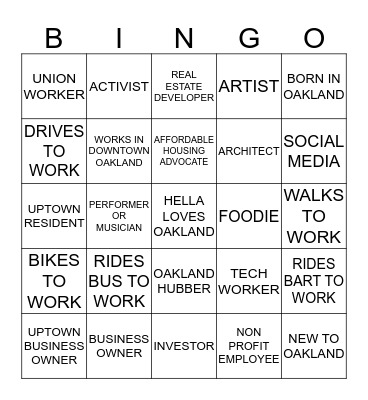 UPTOWN TECHONOMIC FORUM Bingo Card