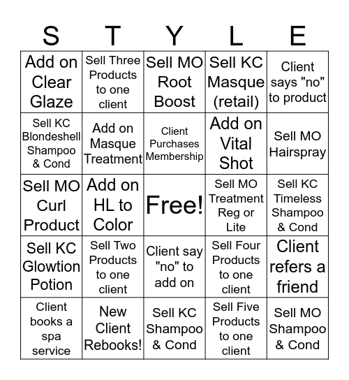 "Style" Bingo Card