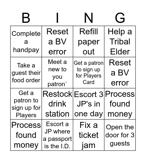 Slots Bingo Card