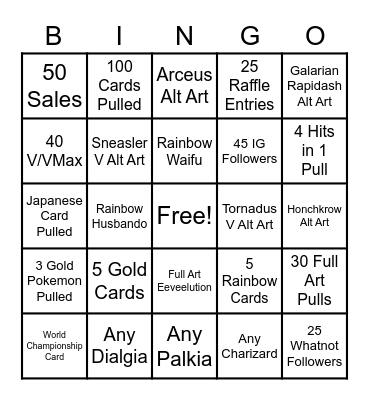 Charizard UPC Bingo Card