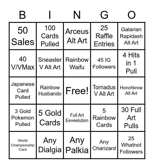 Charizard UPC Bingo Card