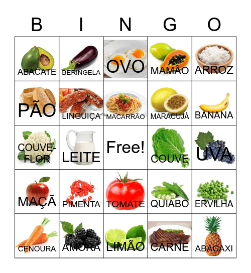 BINGO DOS ALIMENTOS Bingo Card