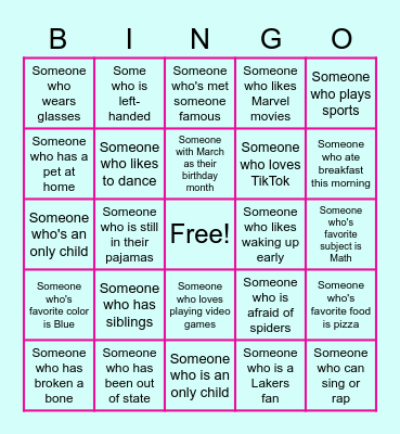 Human Bingo Card