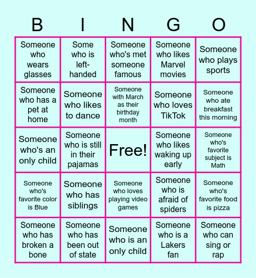 Human Bingo Card