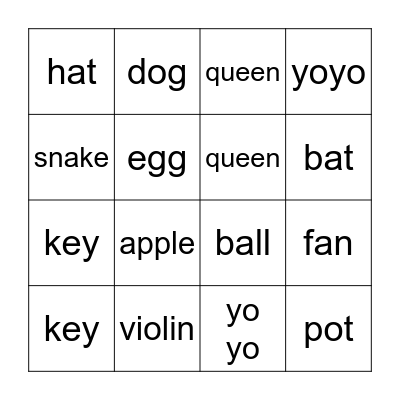 Beginning Letter Sounds Bingo Card