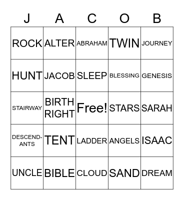 JACOB Bingo Card