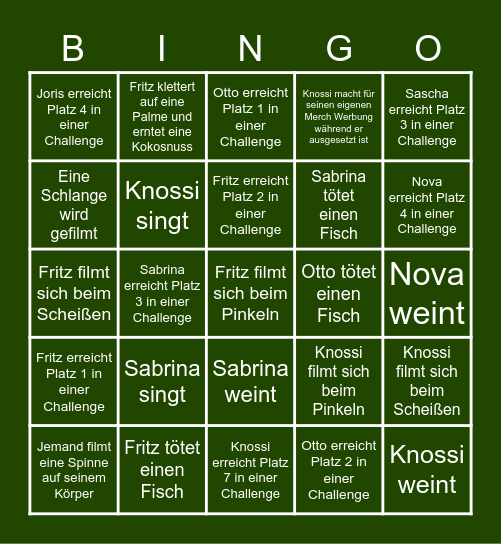 7 vs Wild - Staffel 2 Bingo - K Bingo Card