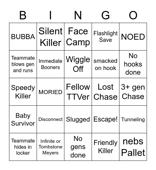 DBD BINGO Card