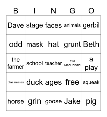 Short i  CVC words Bingo Card